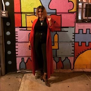 Alice and Olivia red trench jacket